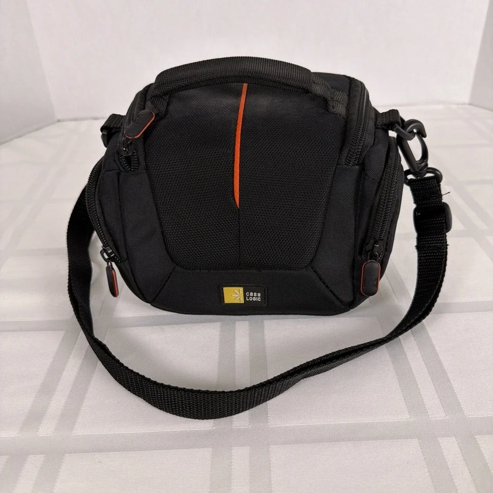 Case Logic Padded Camera Bag with Shoulder Strap. Black/Orange